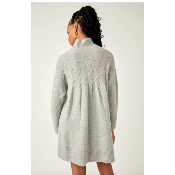 Free People Jaci Sweater Dress Gray Small Turtleneck Babydoll Wool Blend - Picture 4 of 11